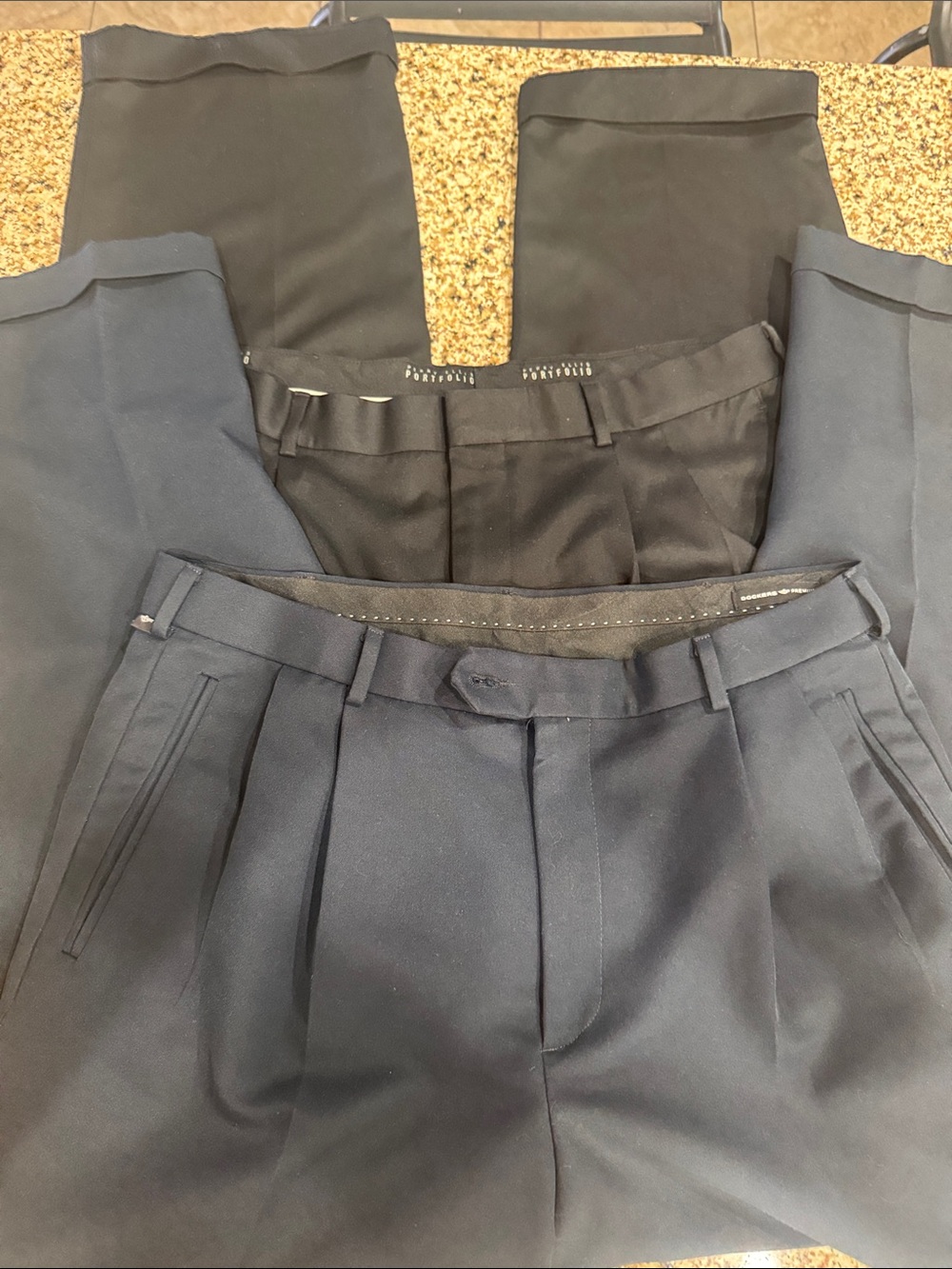 Dockers Men's Navy Pleated Dress Pants  36 x28
+
Perry Ellis portfolio. 36x32